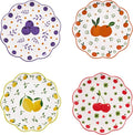 Bico Fruit Pop Scalloped Salad Plates Set of 4, 8.75 Inch Ceramic Dessert Plates by Bico
