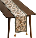 Designer French Linen Extra Long Table Runner, Floral and Bird Pattern by Isaennehomedecoration