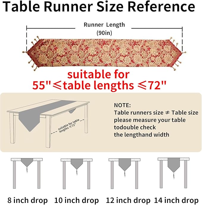 Luxury Vintage Design Table Runner 90 inches Long Embroidery Jacquard Fabric - Image 2