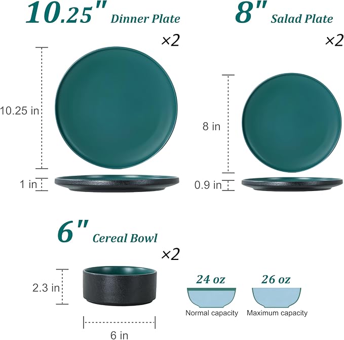 6 Piece Ceramic Plates and Bowls Sets - Image 3