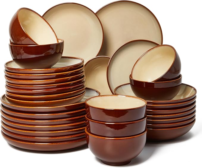 32 Piece Double Bowl Dinnerware Sets by Pokini