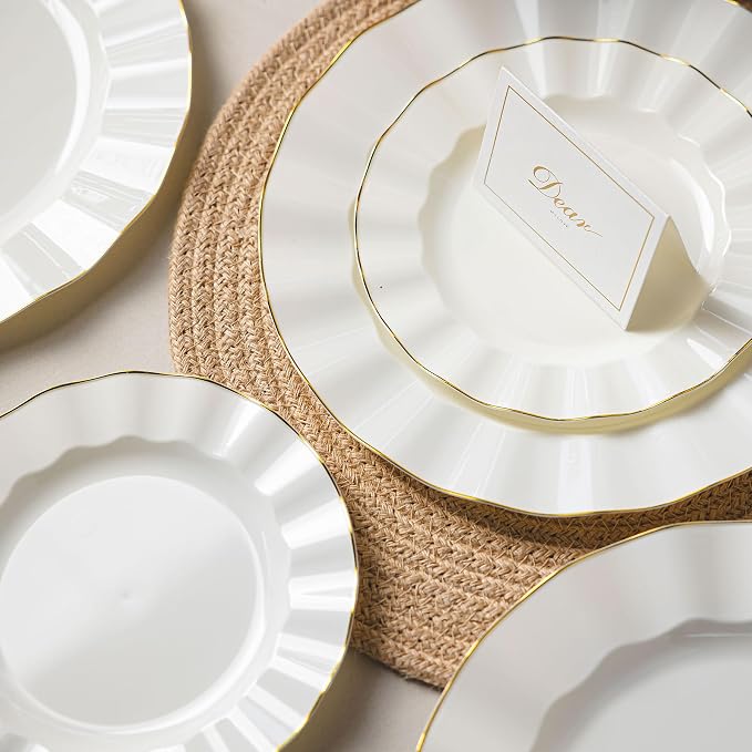 72PCS Ivory White Plastic Plates, Wavy Plates - Image 7