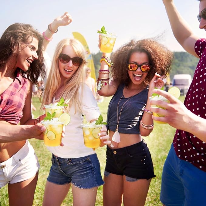 100 Pcs Round Bottom Plastic Cups, 12 oz Disposable Stemless Wine Glasses | - Image 6