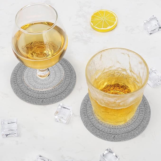 ABenkle Drink Coasters with Holder Set of 10, Cotton Woven Absorbent Coasters - Image 5