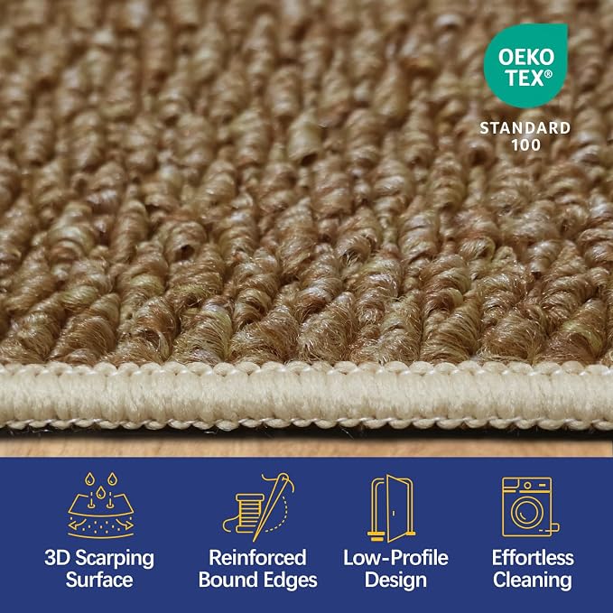 Dirt Trapping Door Mat 24x36, Taupe Faux Jute Entryway Rug | Low-Profile - Image 5