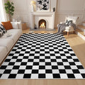 Terrug Black and White Checkered Rug by TerrugHomeDecor