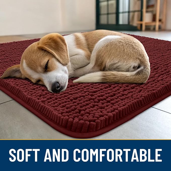 Smiry Dog Door Mat for Muddy Paws 36x24, Absorbent Dirt Trapper, Non-Slip - Image 2