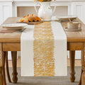 Metallic Style Gold Table Runner, Table Runners 108 Inches Long | Cotton Linen by Aiimart
