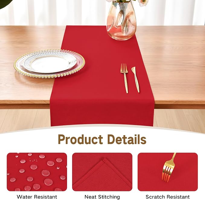 Faux Linen Table Runner Water Resistant 13 x 72 in, Coffee Table Runner - Image 3