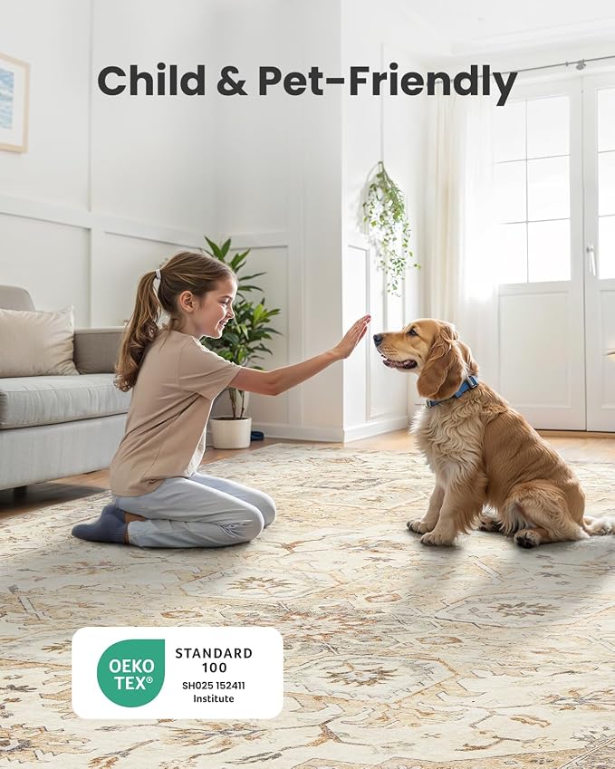 AMADA HOMEFURNISHING 4x6 Washable Area Rug, Low-Profile Entryway Rug - Image 3