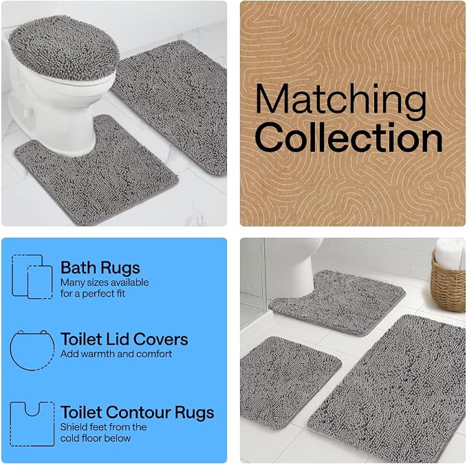 GORILLA GRIP Bath Rug Mat 54x24, Thick Soft Absorbent Chenille, Quick Dry - Image 8