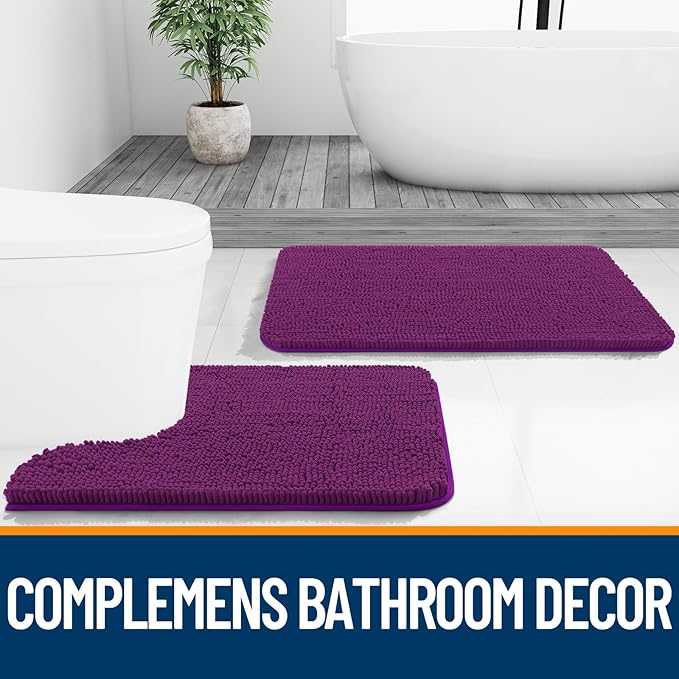 OLANLY Toilet Rugs U-Shaped 24x20, Extra Soft Absorbent Chenille Contour - Image 7