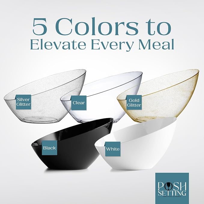 5 Pack White Angled Plastic Serving Bowls Disposable - Image 7