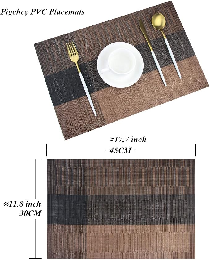 PIGCHCY Vinyl Placemats Set of 12 Washable Durable Kitchen Table Mats Easy to - Image 2