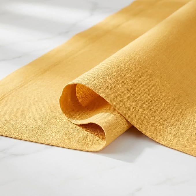 Solino Home 100% Pure Linen Dining Table Runner Yellow, Fete 14 x 144 in | - Image 4