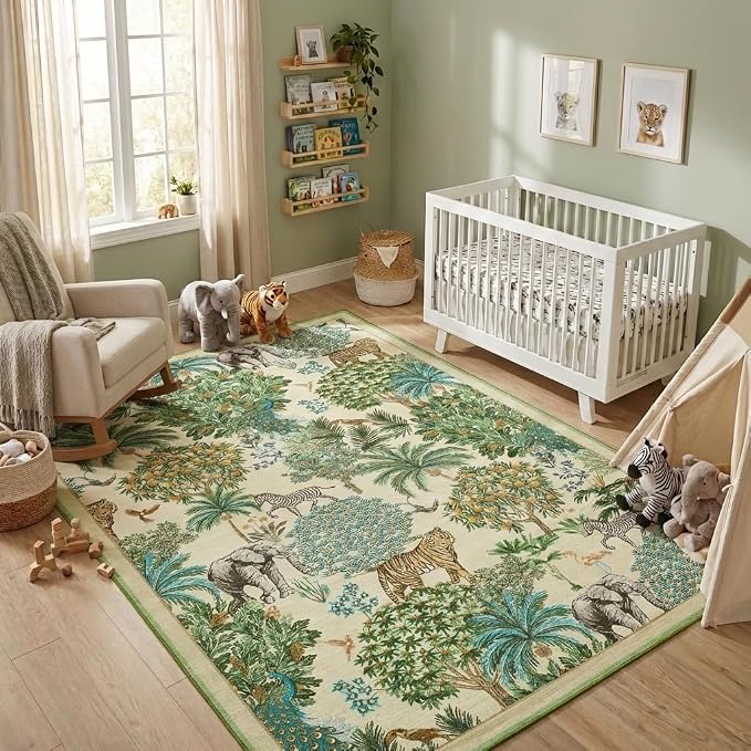 GarveeHome Jungle Animal Print Rug 6x9 Washable Area Rugs by GarveeHome
