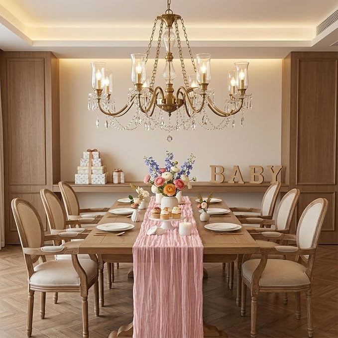 10 Pack Light Pink Cheesecloth Table Runner 22X120 Inch Boho Gauze Table Runner - Image 7