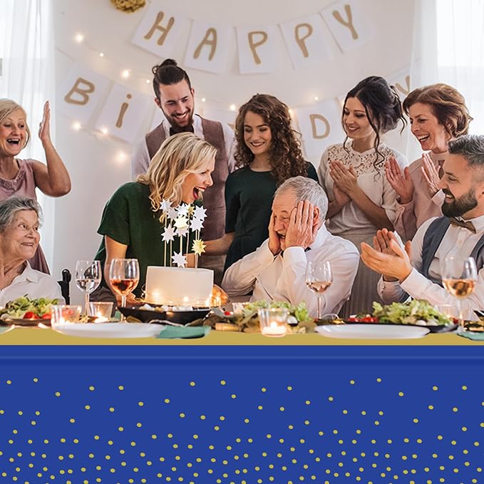 24 Pack Blue and Gold Tablecloth and Table Runner Party Decorations, Royal Blue - Image 5