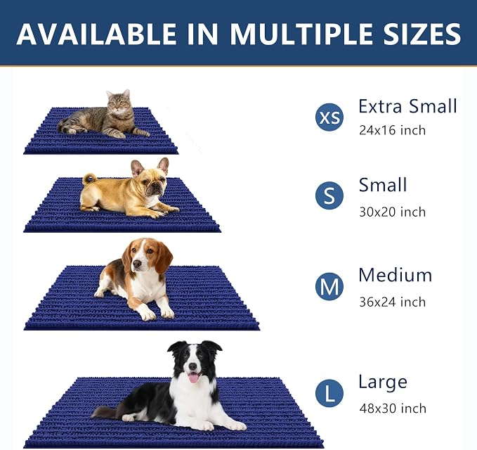 Smiry Dog Door Mat for Muddy Paws 47x32, Absorbent Dirt Trapper, Non-Slip - Image 3