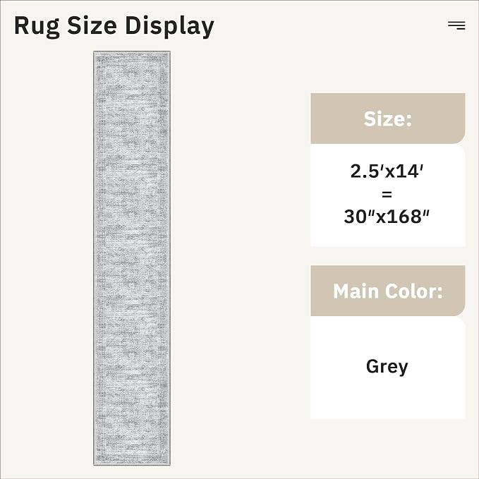 Soalmost Runner Rug 2'6" x 14' Washable Non-Slip Runner Rugs - Image 5