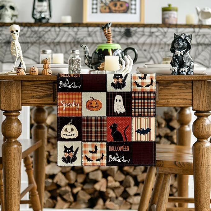 Artoid Mode 210 GSM Halloween Table Runner 13x90 Inch Home Party Decor | Black - Image 2