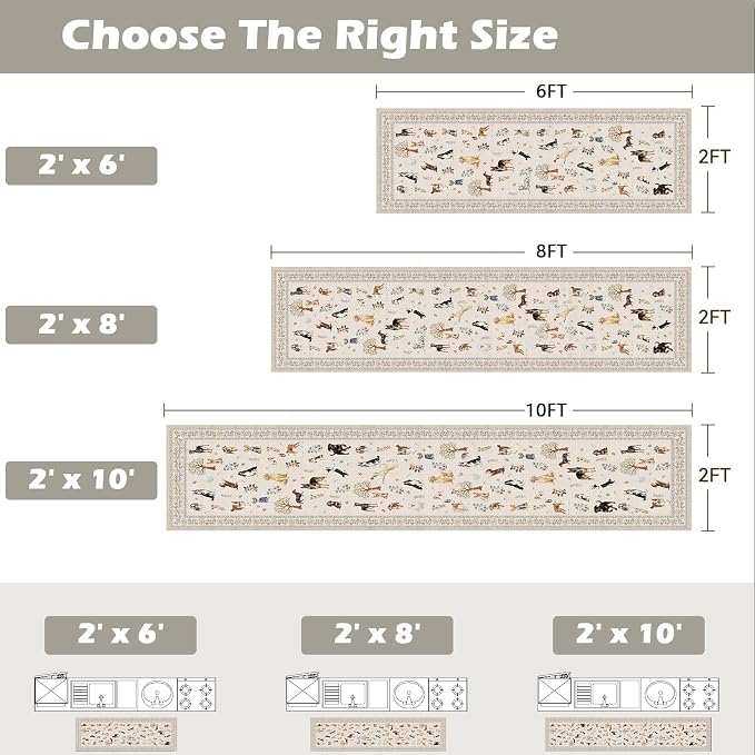 Dog Rug Runner for Entryway, 2x4 Washable Kitchen Mat Ultra-Thin Soft, Non-Slip - Image 2