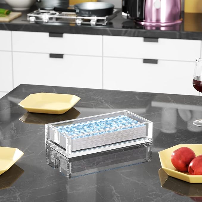 Acrylic Napkin Holder for Bathroom, Guest Towel Holder Tray（Clear） | 8mm Thick - Image 5