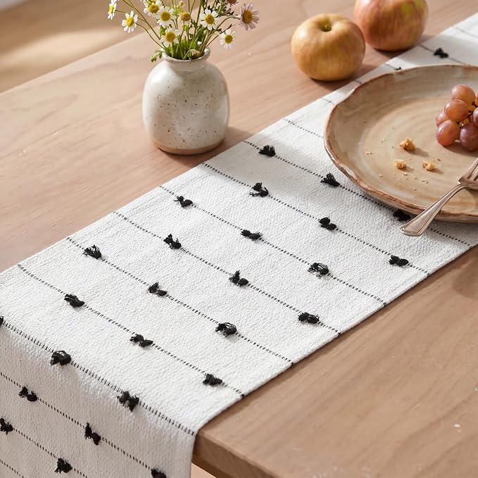 Artoid Mode Black Boho Rustic Cotton Woven Table Runner, Seasonal Halloween - Image 4