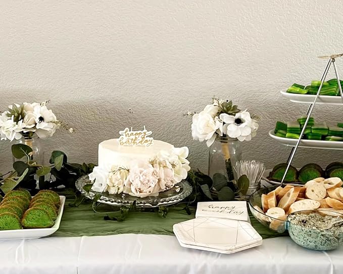 6 Pack Olive Green Cheesecloth Table Runner 35x120inch, Summer Gauze Fabric - Image 8