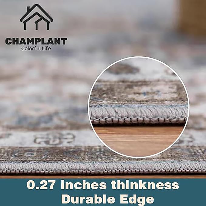 CHAMPLANT Area Rug 6'x9' Washable Vintage Traditional Floor Cover Thin Retro - Image 3