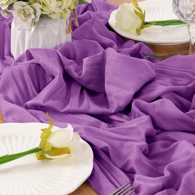 Purple Cheesecloth Table Runner 120 Inches 4 Pack Gauze Table Runner | Summer - Image 6