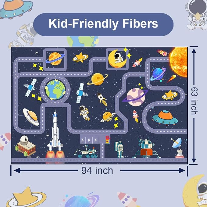 Outer Space Kid Rug, Boys Car Rug - Image 2