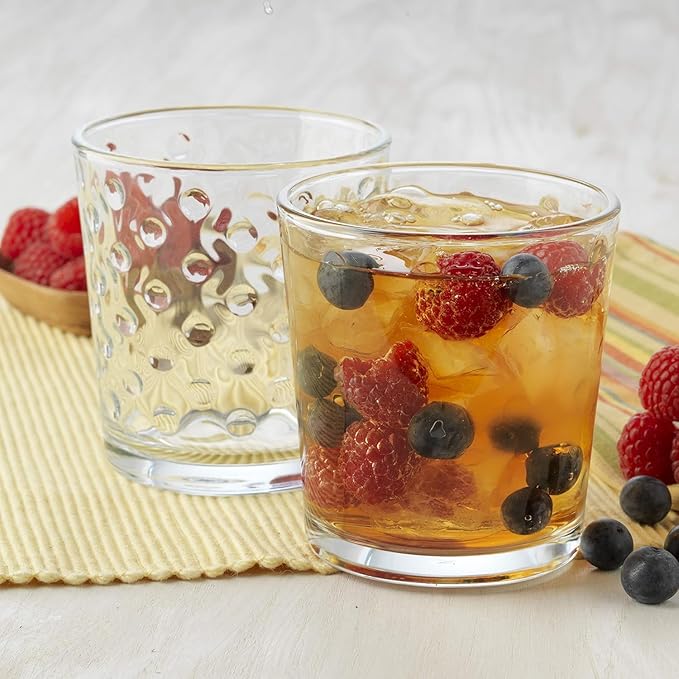 Libbey Awa Polka Dot Tumbler & Rocks Drinking Glasses Set of 16, Glass Cups | - Image 8