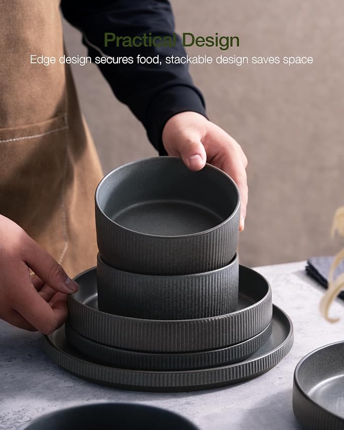 Famiware Star Stoneware Dinnerware Set, Reactive Glaze Plates & Bowls - Image 6