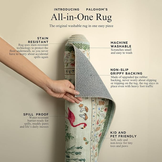 6x9 Area Rugs for Living Room: Washable Rug Vintage Bedroom Rugs Stain - Image 4