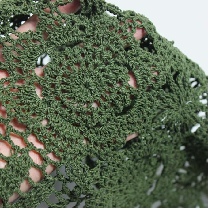 Cotton Handmade Crochet Lace Table Runner Olive Green 12x72 Inch | Oval - Image 4