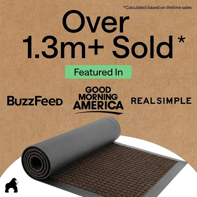GORILLA GRIP 100% Waterproof All-Season WeatherMAX Doormat US Designed Natural - Image 4