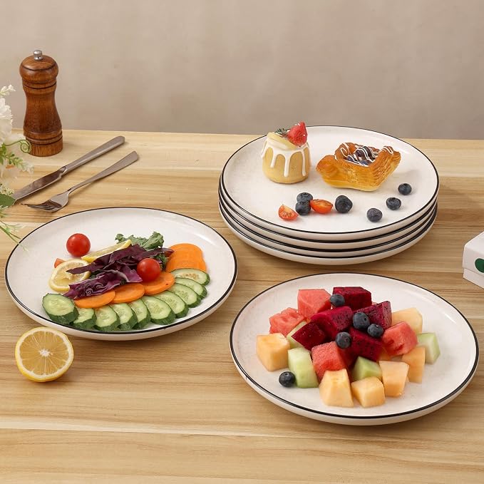 Ceramic White Dinner Plates Set of 6, 10.5 Inch Plates - Image 4