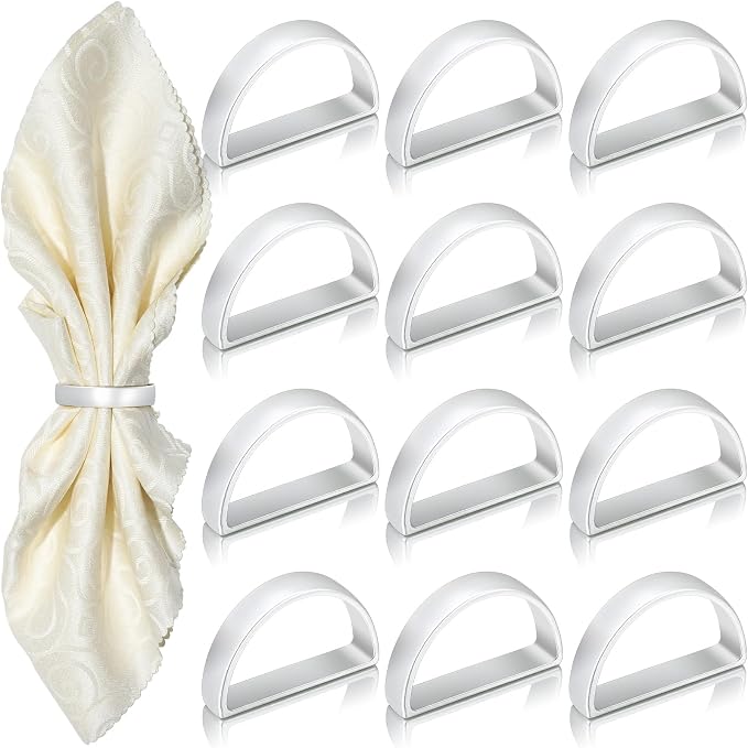 KPOSIYA Napkin Rings Set of 20, Metal Silver Napkin Rings Bulk by KPOSIYA