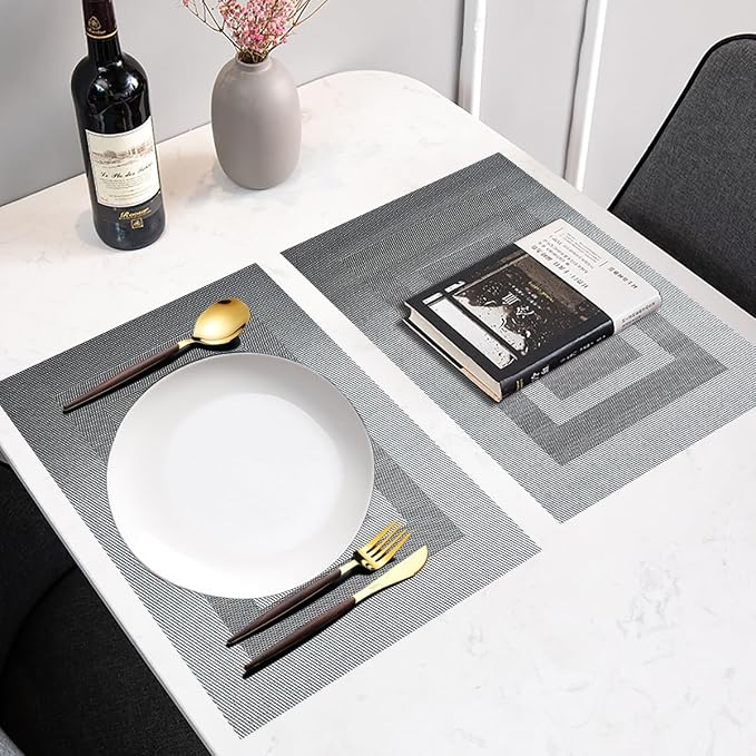 PIGCHCY Placemats Set of 6, Washable Woven Place Mats Vinyl Table Mats Non Slip - Image 6