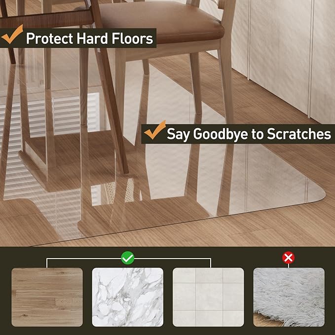 Area Floor Mat for Home, Spill Resistant Hard Floor Protector Cover, Easy Clean - Image 3
