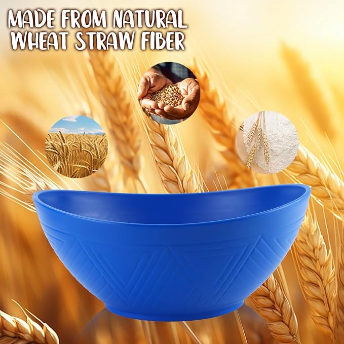 Large Wheat Straw Bowls, Big Salad Bowls set of 2, Unbreakable Serving Bowls - Image 6