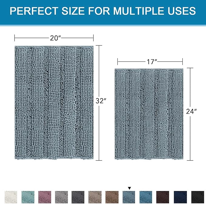 Non Slip Thick Shaggy Chenille Bathroom Rug Mat Set Extra Soft and Absorbent - Image 2