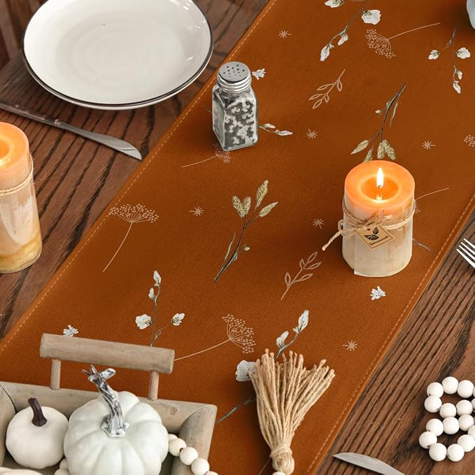 Artoid Mode 210 GSM Fall Table Runner 13x60 Inch Home Party Decor | Orange - Image 4