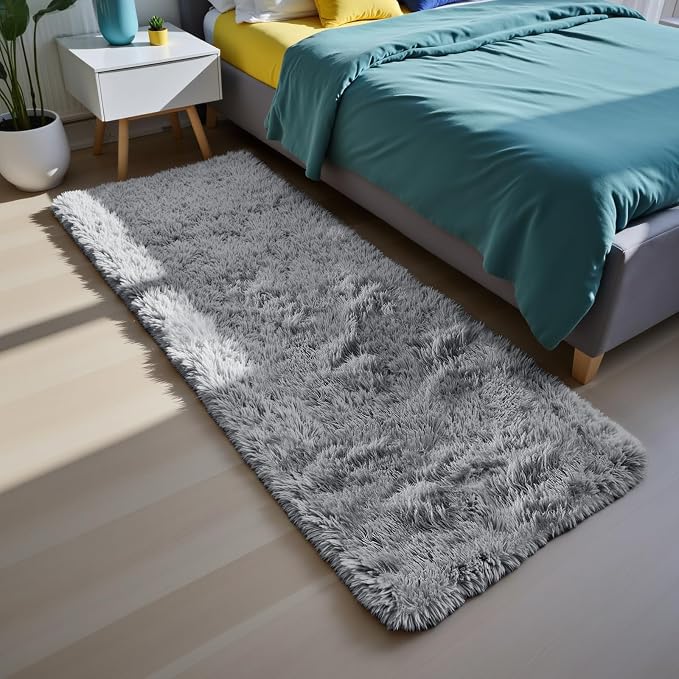Fluffy Rug Shag Area Rug, Light Grey 3x5 Area Rugs - Image 3