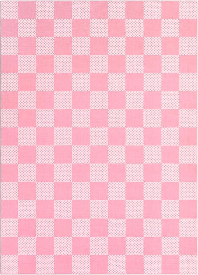 GarveeHome Checkered Blush Pink and White 6x9 Area Rugs Geometric Diamond Dot - Image 4