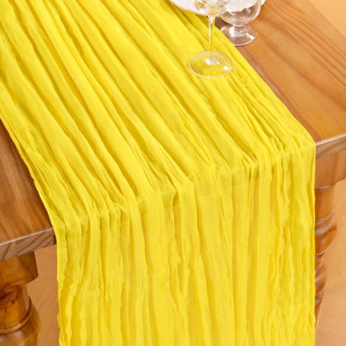 DeZerlor Lemon Yellow Cheesecloth Table Runners 6 Pack Summer Boho Runners | - Image 4