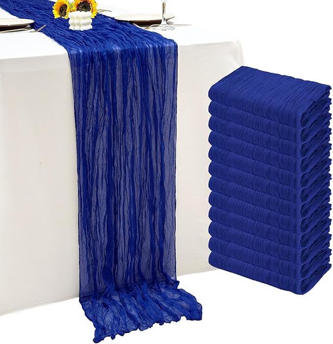12Pack Royal Blue Cheesecloth Table Runner 20 x 120 inch Gauze Table Runner | by Seveups