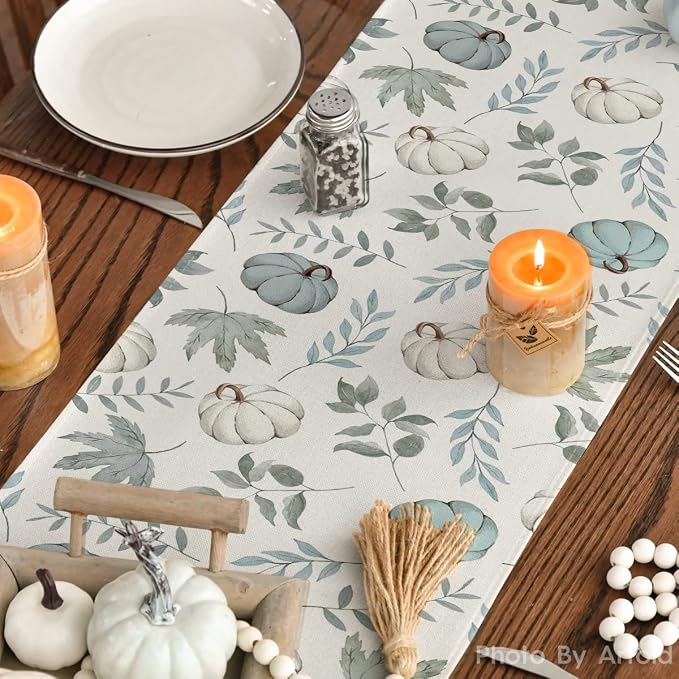 Artoid Mode 210 GSM Fall Table Runner 13x48 Inch Home Party Decor | Blue - Image 7