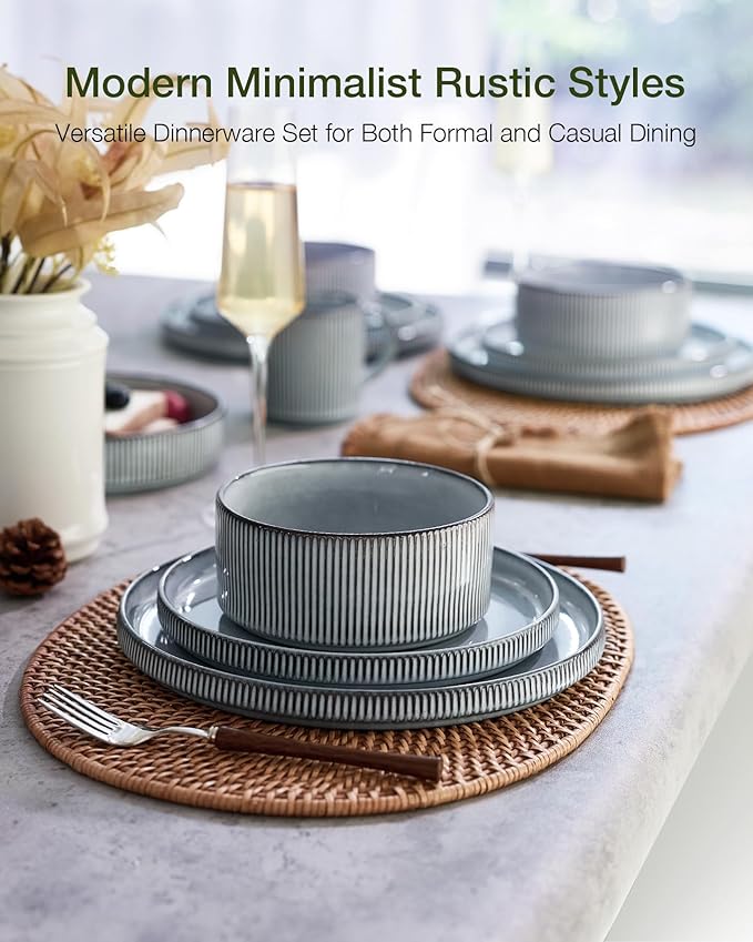 Famiware Star Stoneware Dinnerware Set, Reactive Glaze Plates & Bowls - Image 2